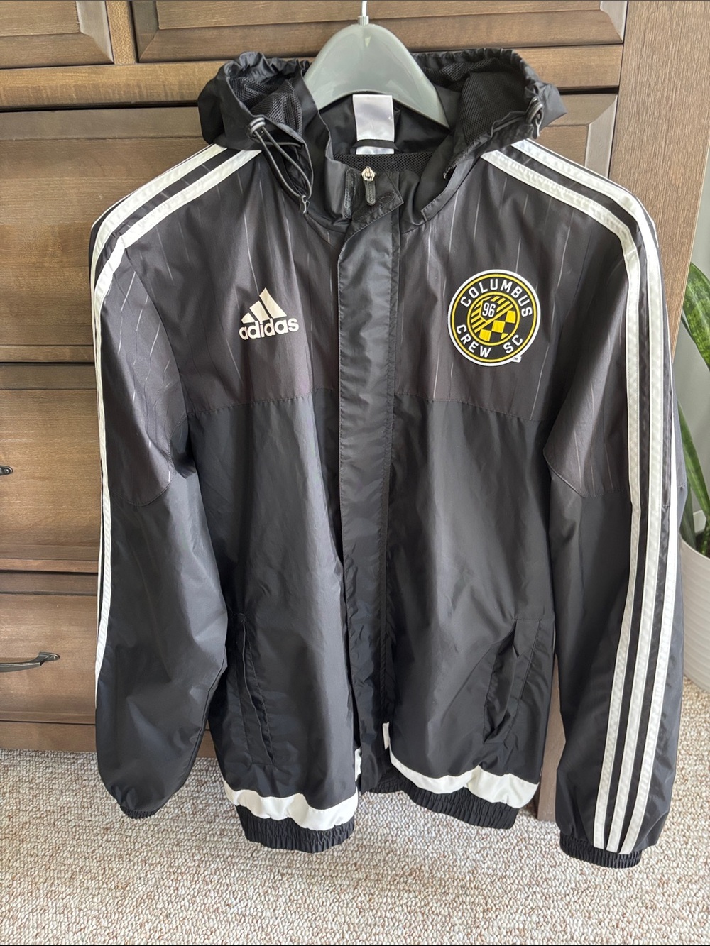 Adidas Columbus Crew Mls Windbreaker Training Jacket Sz Us Medium